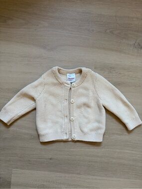 Hanna Andersson Cream Knit Cardigan Sweater 3-6M 60cm